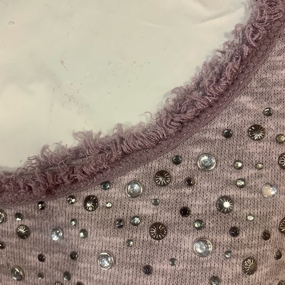 Maurices Lavender Purple Scoop Neck Cropped Sweatshirt with Stud Embellishments - Picture 5 of 8